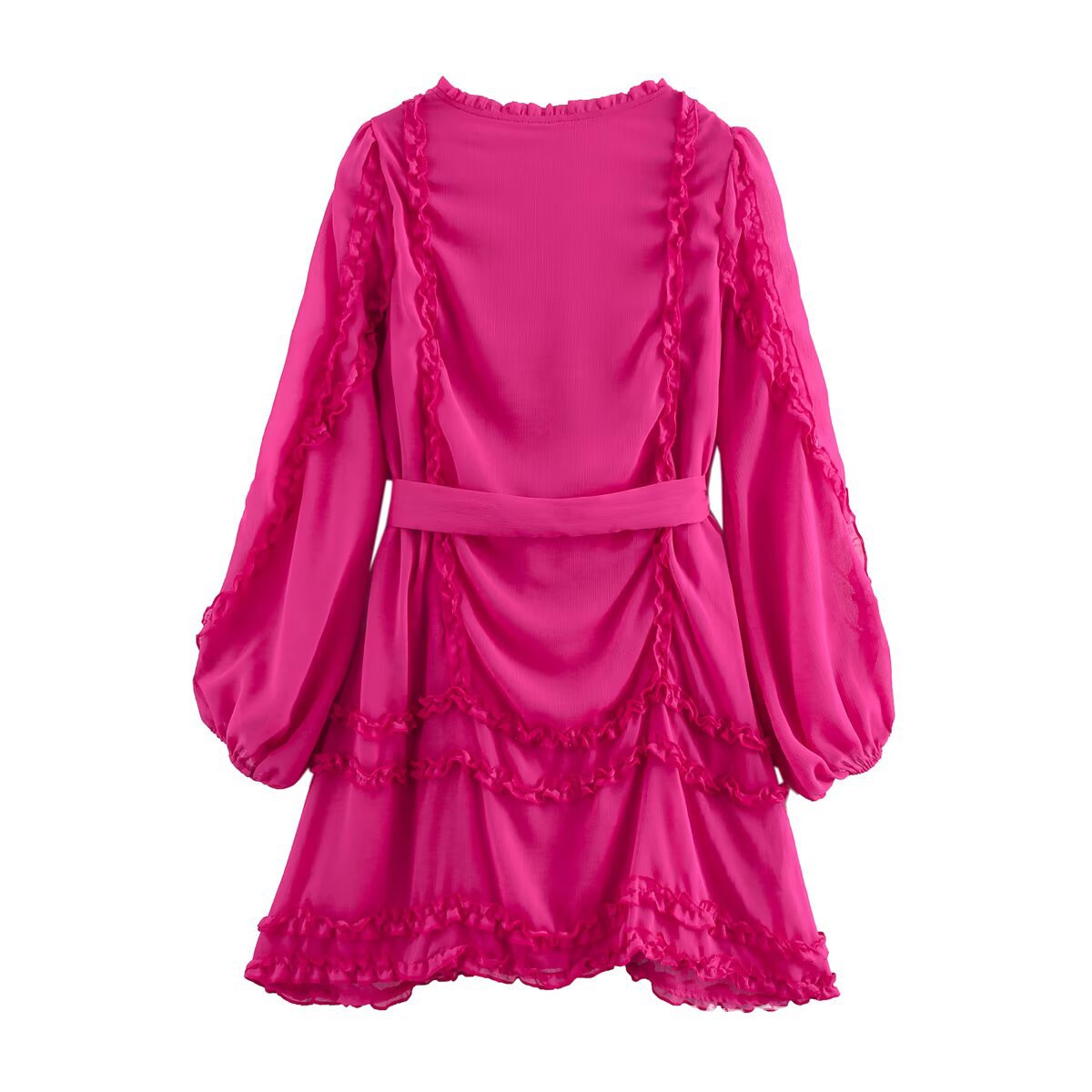 Damklänning V-ringad A-Linje Chiffon med Bälte-3