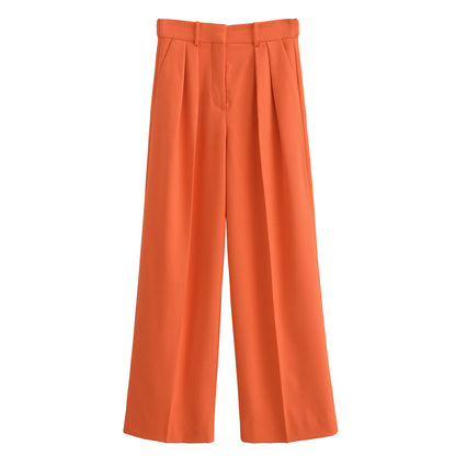 Variant image for Dam Bredbyxor Avslappnad Polyester Hög Midja Skrynklig Textur-1