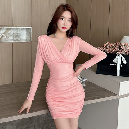 Variant image for Kvinnors Bodycon Klänning Långa Ärmar Mesh-7