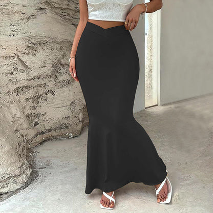 Maxikjol Dam Elegant Elastisk Tyg Lång Kjol 2