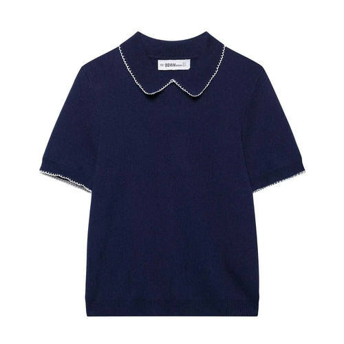 Kvinnors Polo Topp Peter Pan-krage Bomullsmix 1