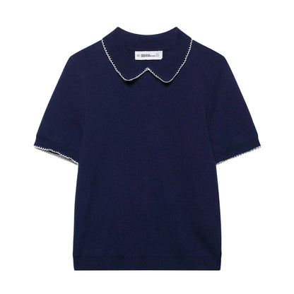 Kvinnors Polo Topp Peter Pan-krage Bomullsmix 5