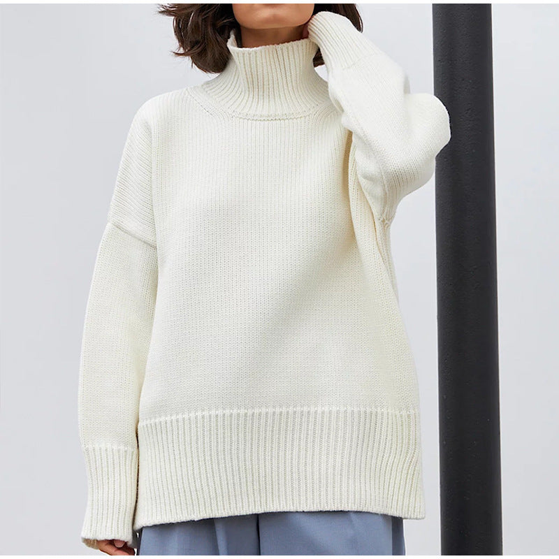 Dam Stickad Turtleneck Tröja Mjuk Ull 15