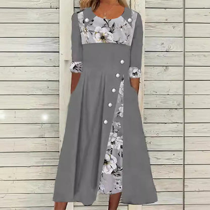 Damklänning Asymmetrisk Rund Halsringning Polyester Fina Dam Klänningar-2