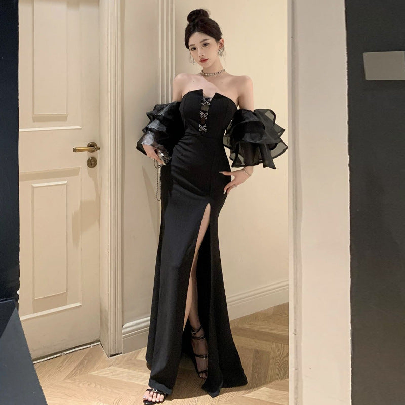 Fina Dam Klänningar Smal Fit Med Vik Ärmar Polyester-3