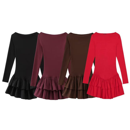 Dam Klänning Långa Ärmar Elegant Polyester Fina Dam Klänningar-2