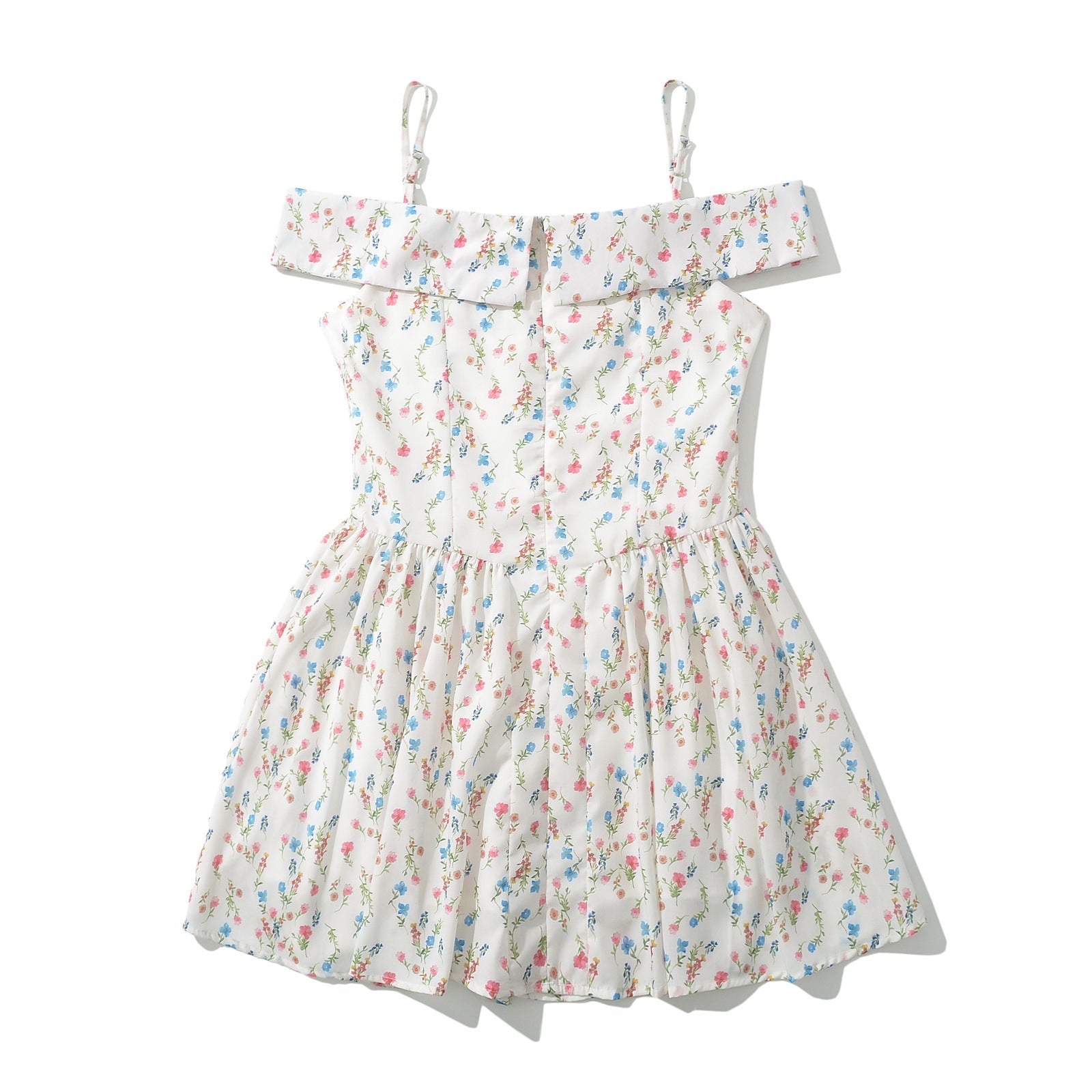 Kvinnors Off-Shoulder Klänning Blommig Lätt Tyg 5