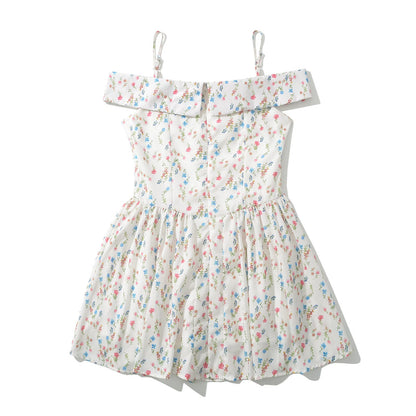 Kvinnors Off-Shoulder Klänning Blommig Lätt Tyg 5