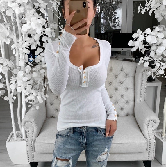 Dam Festtoppar U-formad Polyester Långa Ärmar-4