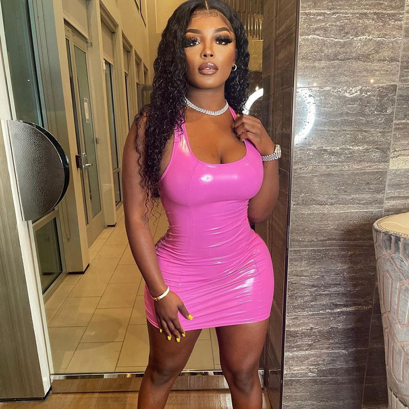 Kvinnors Glittrig Miniklänning Figurnära Elastiskt Material 5