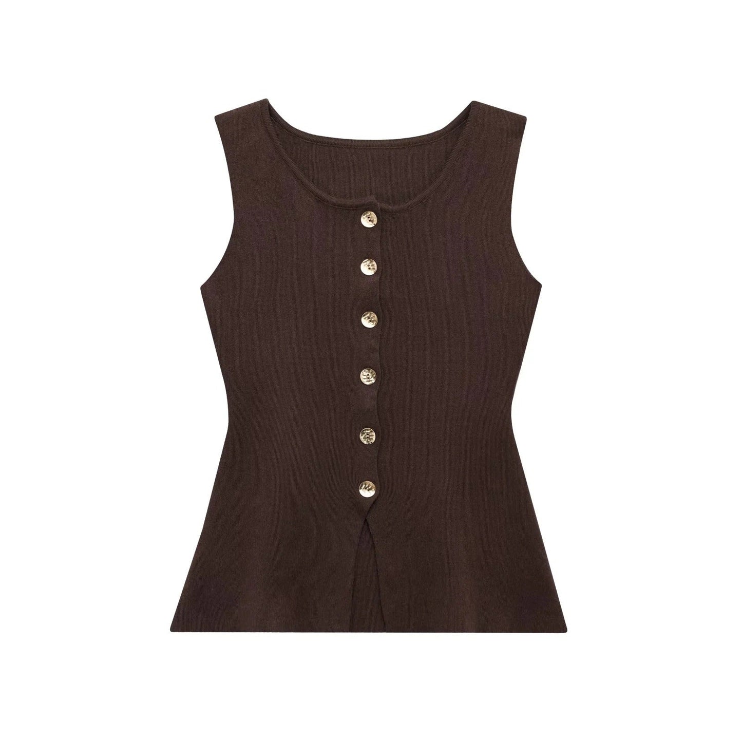 Variant image for Kvinnors Topp Asymmetrisk Design Stickad Material-5