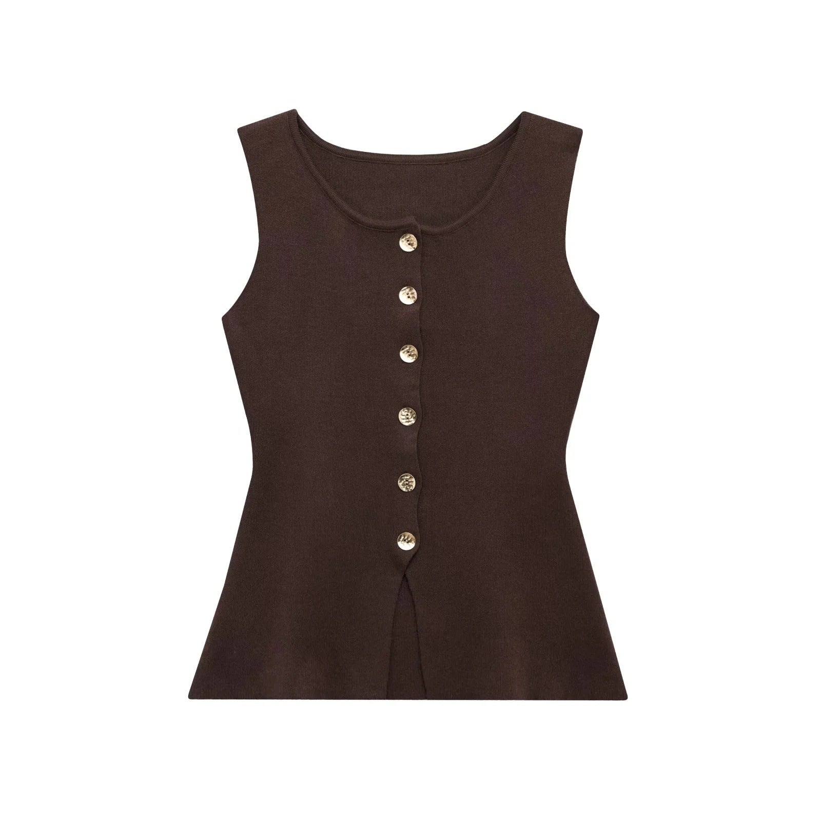 Variant image for Kvinnors Topp Asymmetrisk Design Stickad Material-5