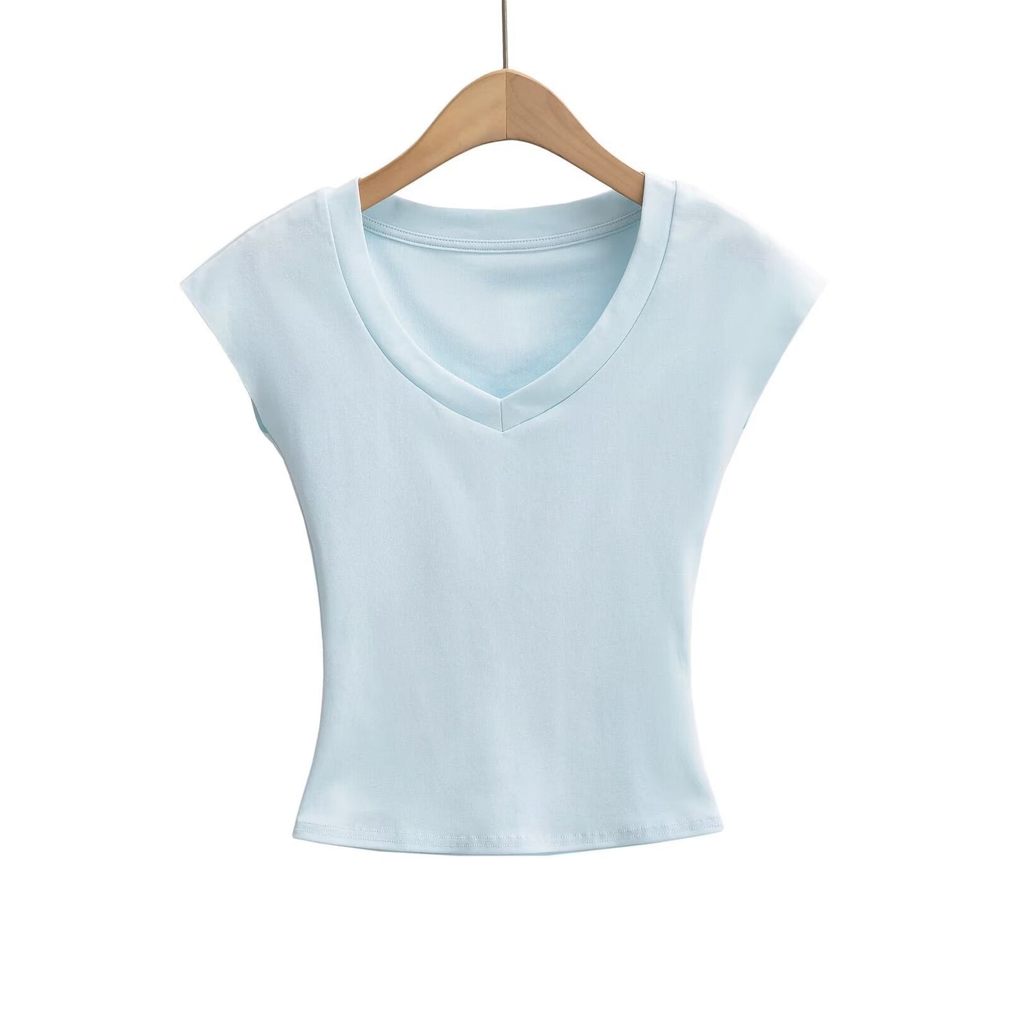 Kvinnors T-shirt V-hals Modern Snitt 100% Bomull 10