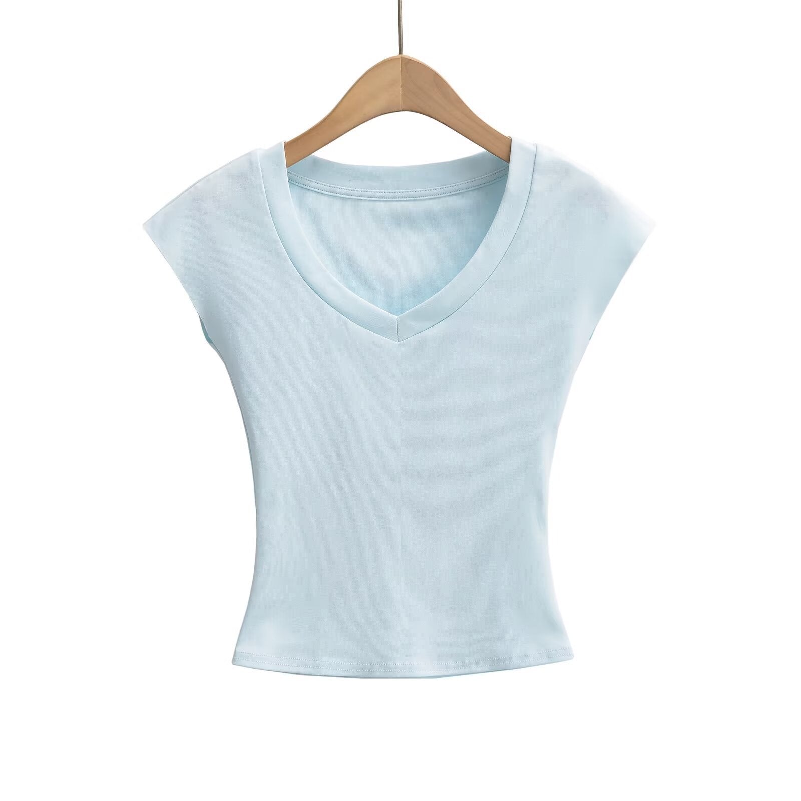 Kvinnors T-shirt V-hals Modern Snitt 100% Bomull 10