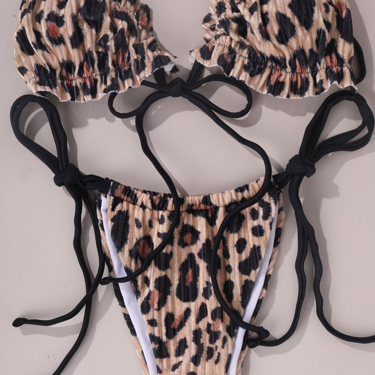 Dam Triangelbikini Justerbar Leopardmönster Hållbart Tyg-4
