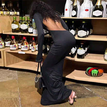 Dam Golvklänning Bodycon Polyester Lång-5