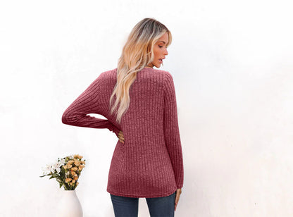 Kvinnors T-shirt V-ringning Lös Passform Bomull-3