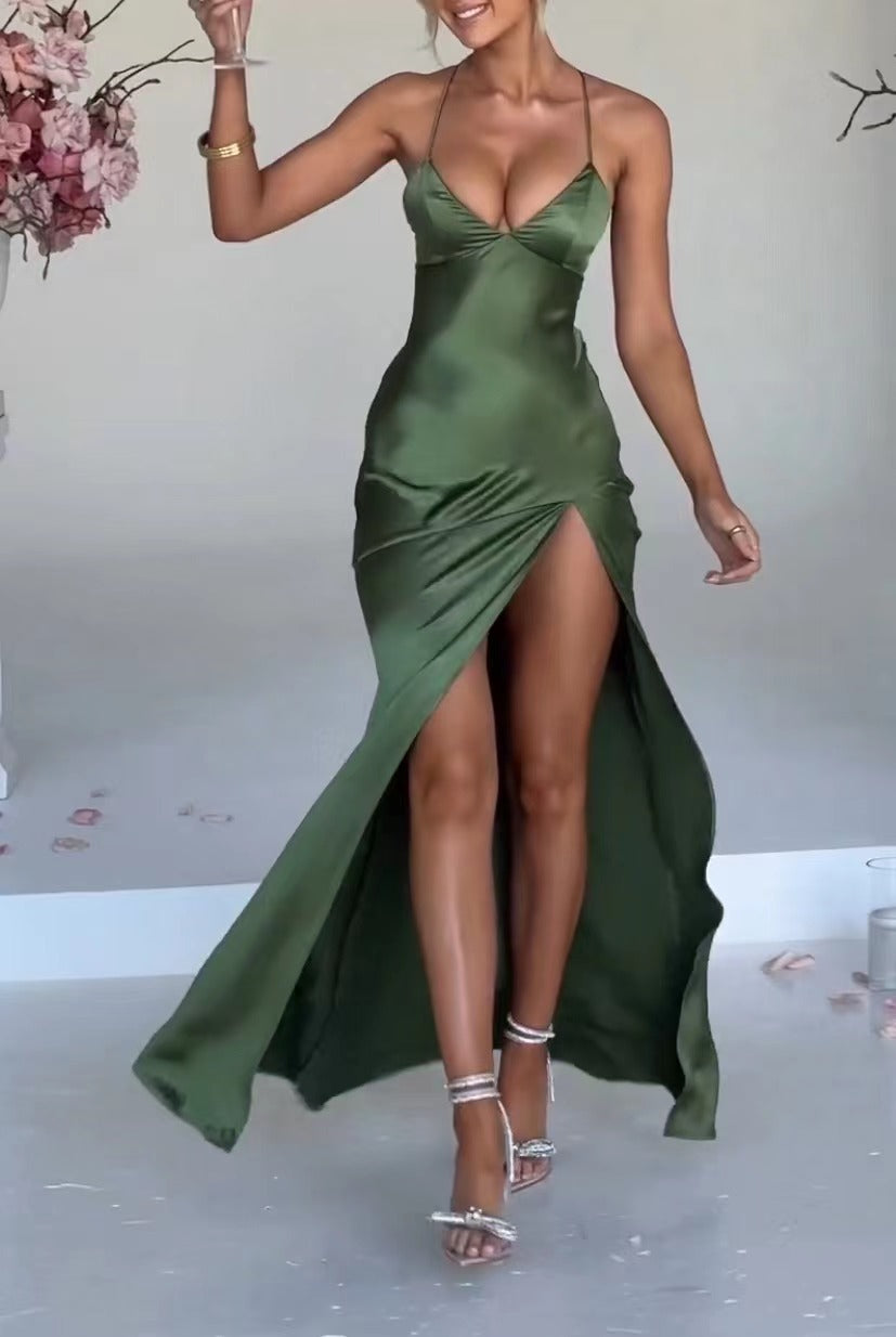 Variant image for Kvinnors Lång Klänning V-Neck Spandex Elegant-1