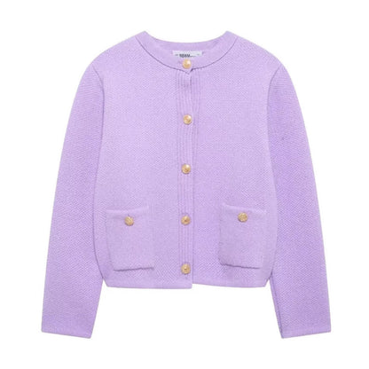 Kvinnors Cardigan med Dekorativa Knappar Mjuk Tygblandning 3