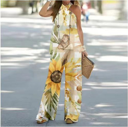 Kvinnors Två Delar Set med 3D-tryck, Ärmlös Topp och Elegant Pendeltdragning – Högkvalitativt Tyg, S-XL, Flera Mönster 13