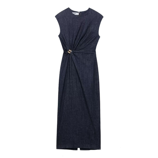Dam Klänning Veckad Lång Polyester Elegant Sommar-1