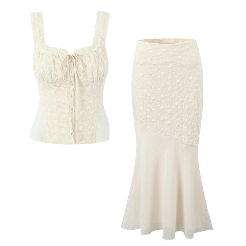 Kvinnors Fishtail Rock Set Spaghetti Band Polyester-2