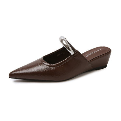 Kvinnor Slingback Skor Spetsig Tå Syntetiskt Material med Kedjedetalj-6