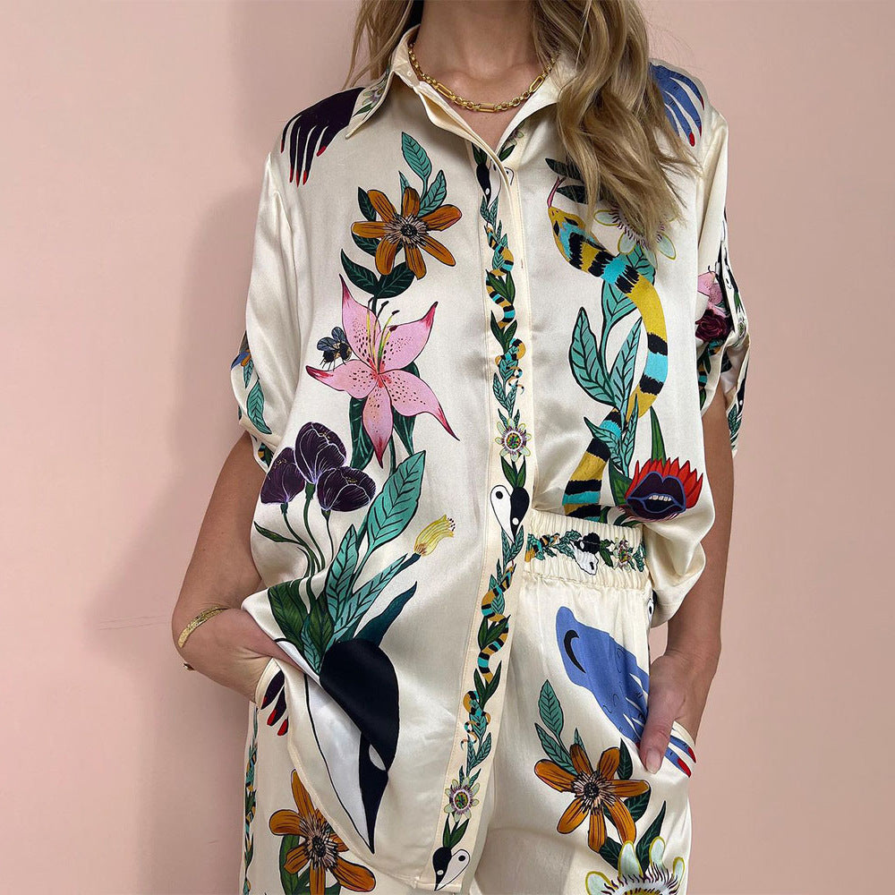 Kvinnors Byxdress Djurmotiv Avslappnad Polyester-3