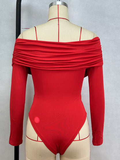 Dam Jumpsuit Off-Shoulder Långärmad Polyester Culottes-5