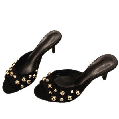 Dam Skor Mula Pärldetalj Blockhäl Syntetiska Material 5