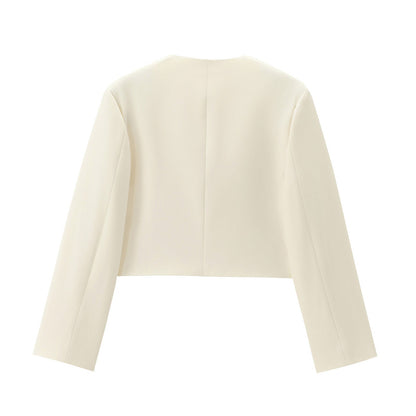 Dam Kort Cardigan Rund Halsringning Polyester-3