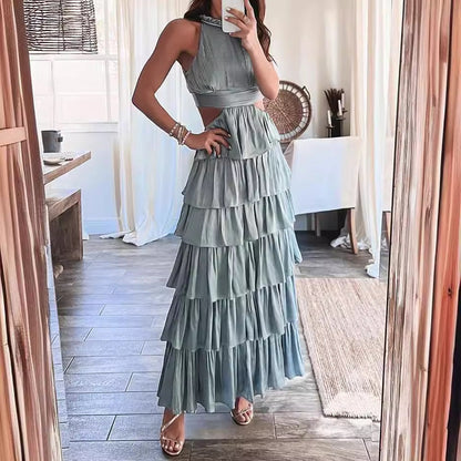 Damklänning A-Linje Off-Shoulder Polyester Fina Ruffles-3