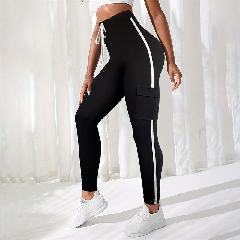Kvinnors Sport Leggings med Sidofickor och Reflekterande Ränder – Andningsbart Tyg för Komfort och Säkerhet 3