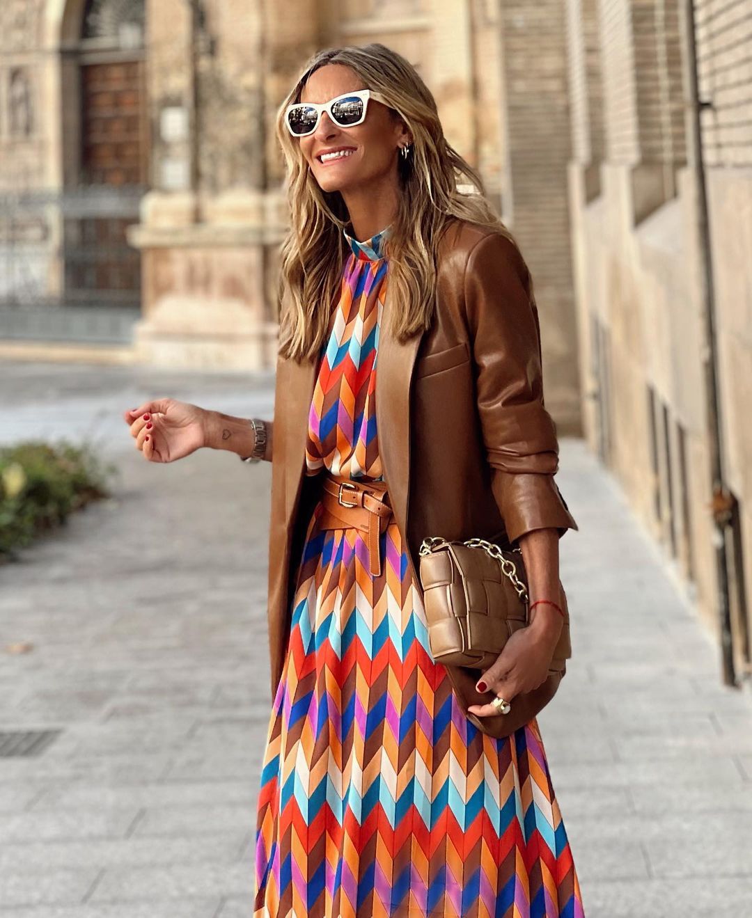 Dam A-linjeformad Midi Kjol Polyester Tryckt Design-2