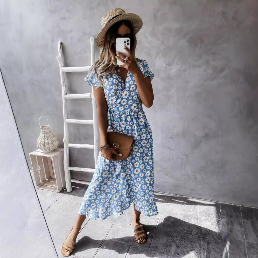 Asymmetrisk Midi Damklänning i Polyester med Justerbart Midjeband – Eleganta och Fina Damklänningar för Alla Tillfällen 4