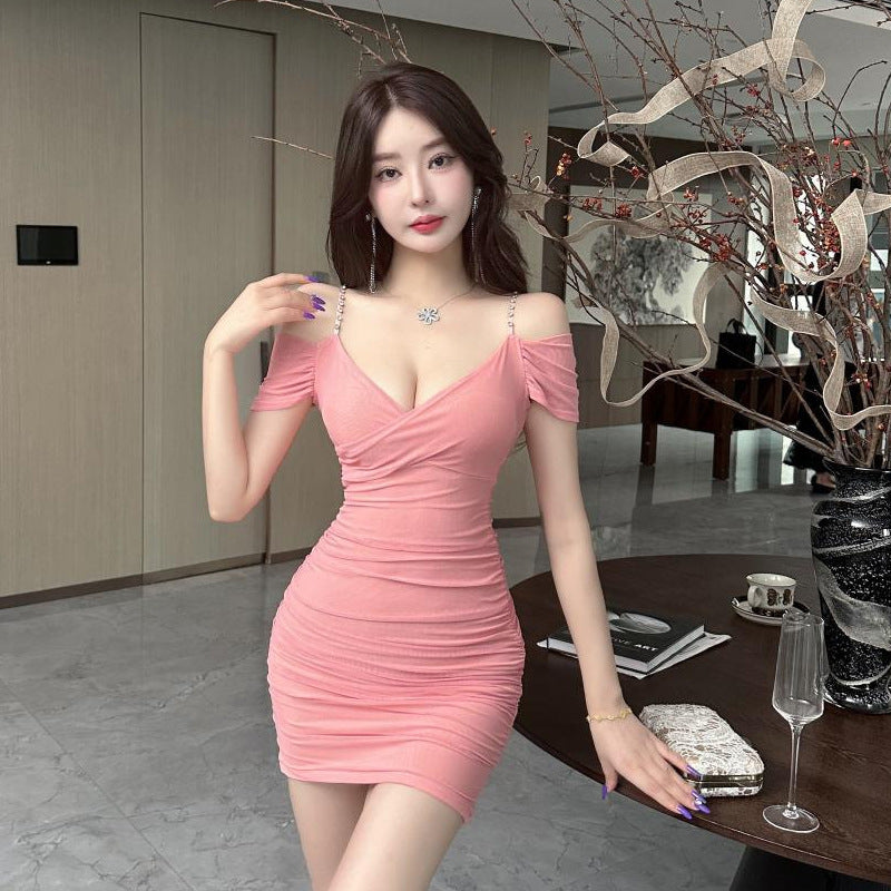 Dam Bodycon Klänning Mini Transparent Kedjor Polyester Elastan-2