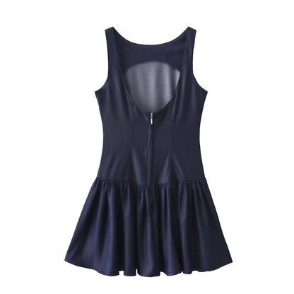 Damklänning A-Line Denim Minilängd Fina Detaljer-3