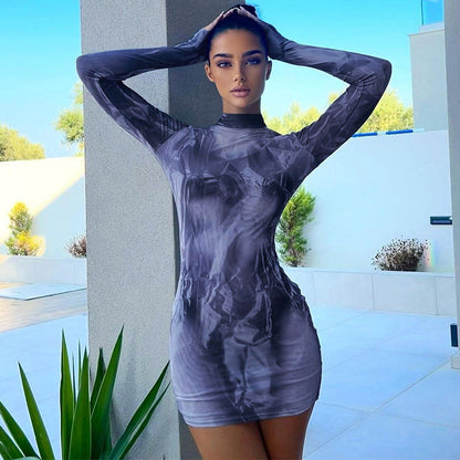 Fina Dam Klänningar Slim Fit Rundad Hals Polyester Mini Klänning-3