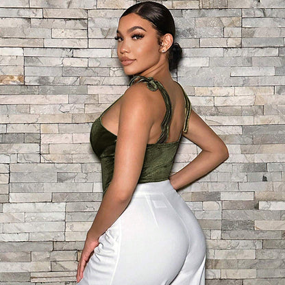 Kvinnors Asymmetrisk Tröja Stretchigt Tyg-2