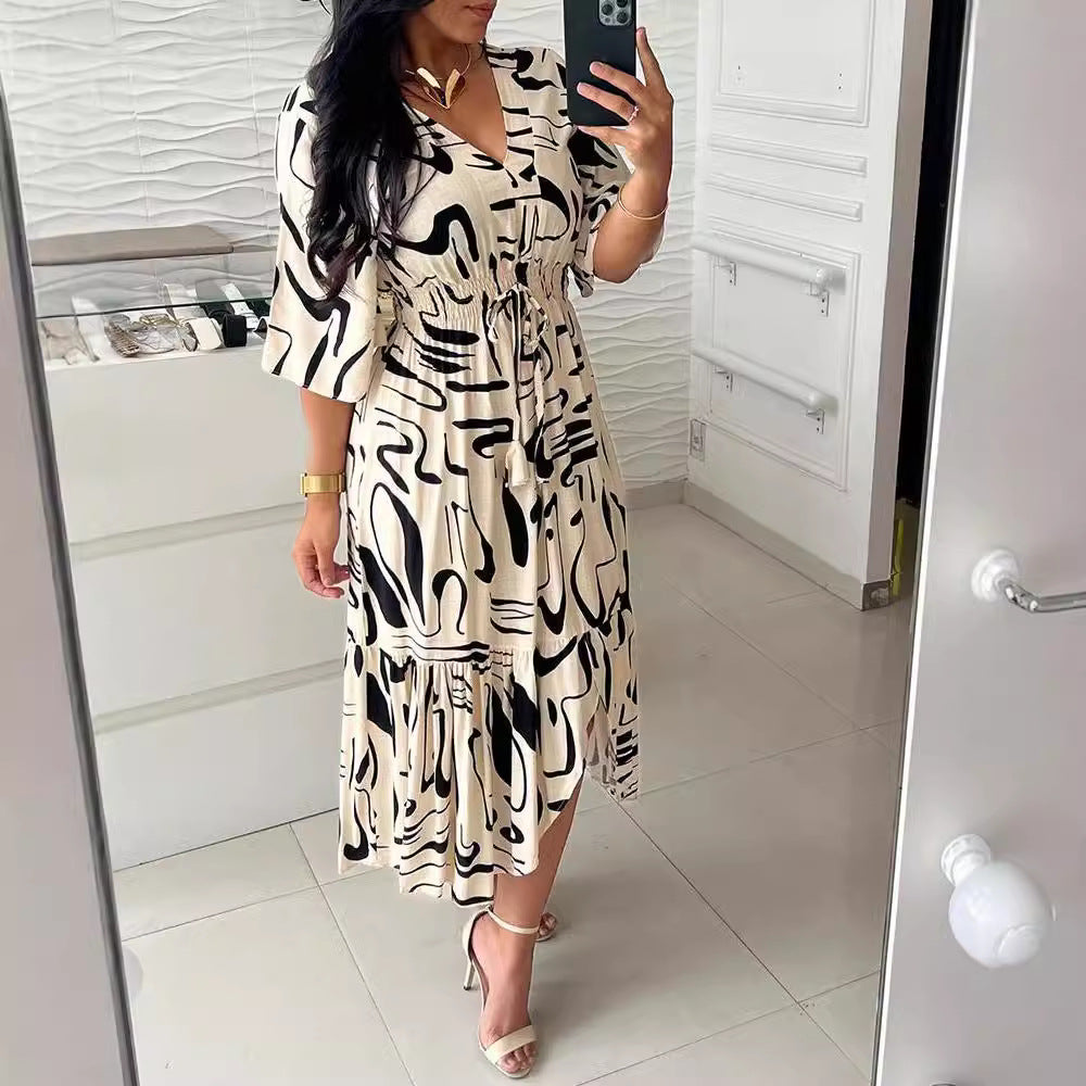 Fina Dam Klänningar Lång Klänning med Rynkade Ärmar i Polyester-2