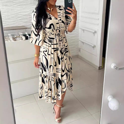 Fina Dam Klänningar Lång Klänning med Rynkade Ärmar i Polyester-2