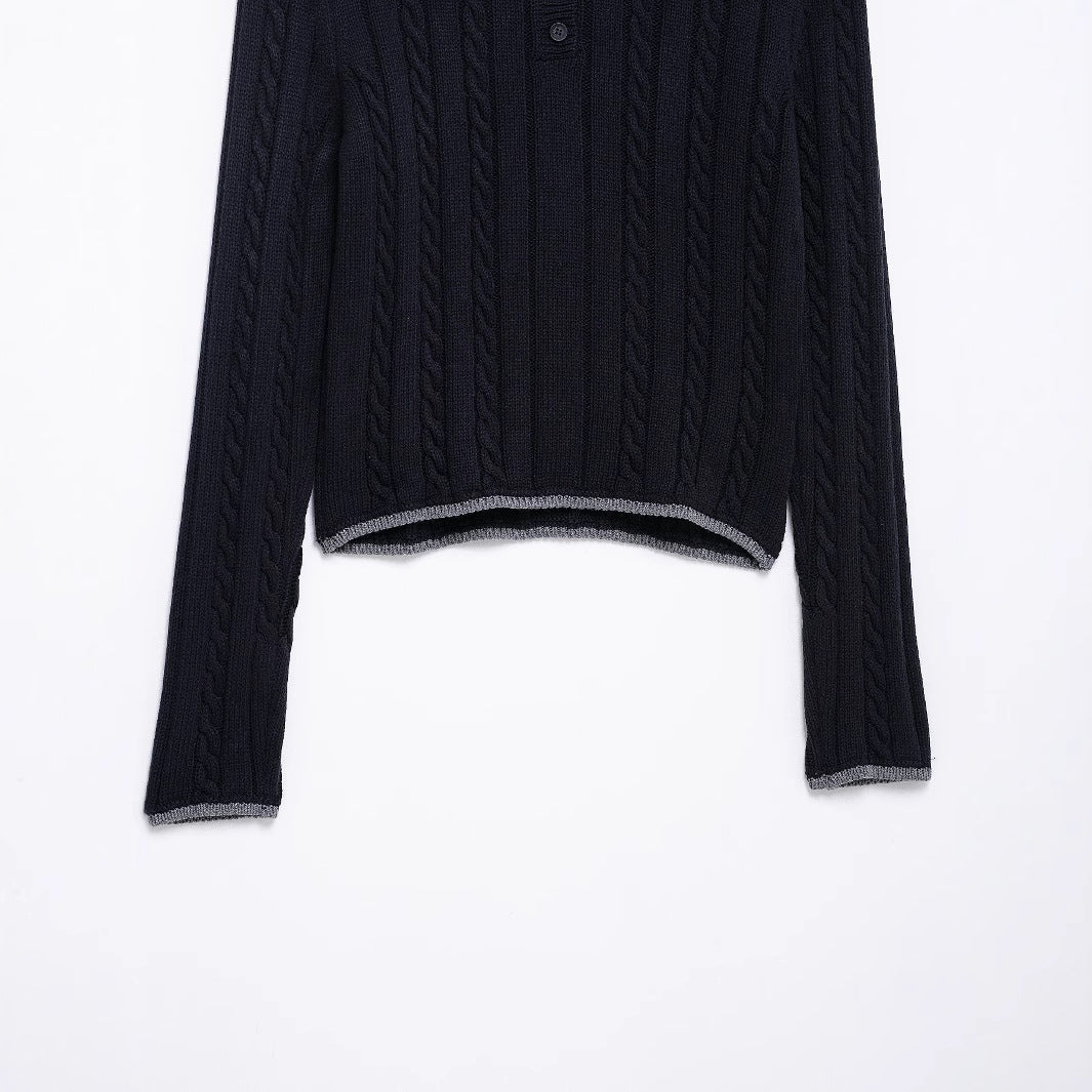 Kvinnors Tröja Modern Stickdesign Klassisk Polo Bomull 5