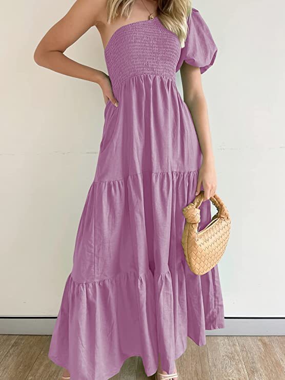 Variant image for Dam Maxiklänning Puffärmar Asymmetrisk Polyester-9