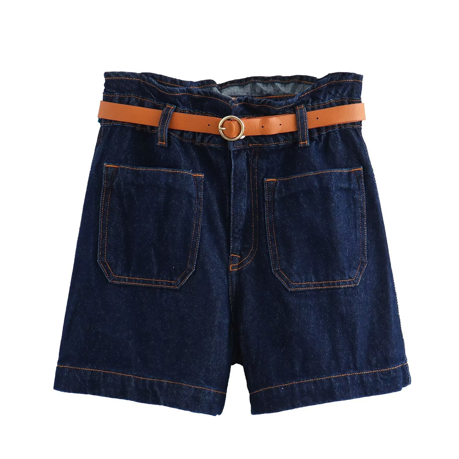 Kvinnors Jeansshorts Avtagbart Bälte Avslappnad Denim 7