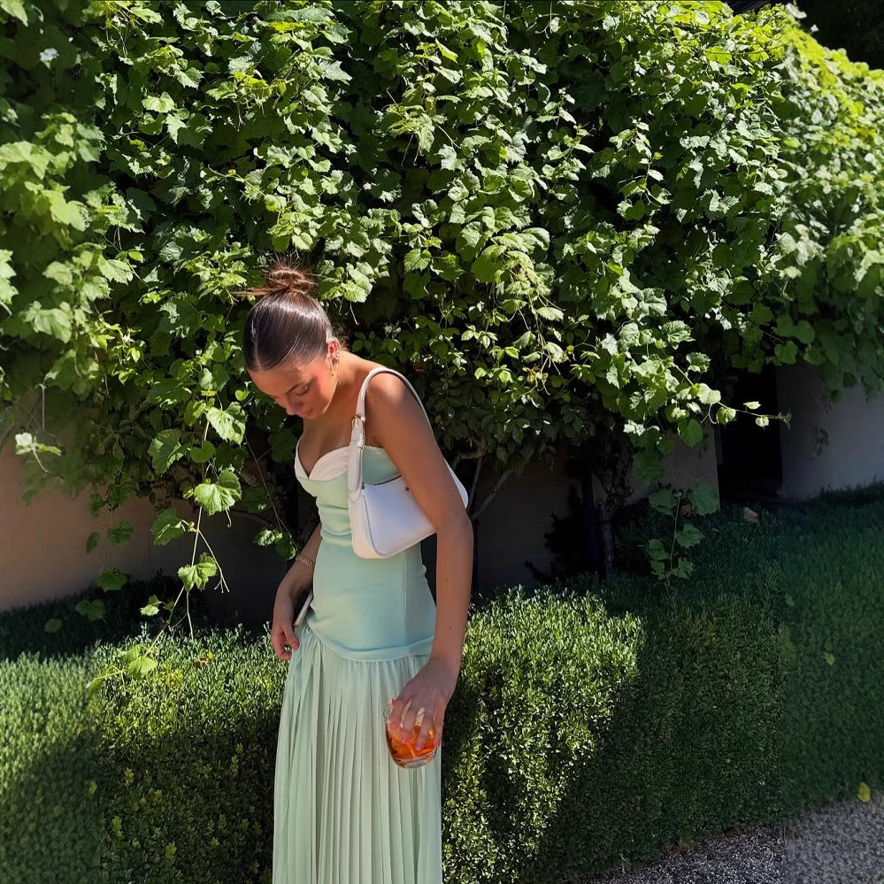 Maxiklänning Dam Draperad med Rüsch Detaljer i Andningsbart Material-4