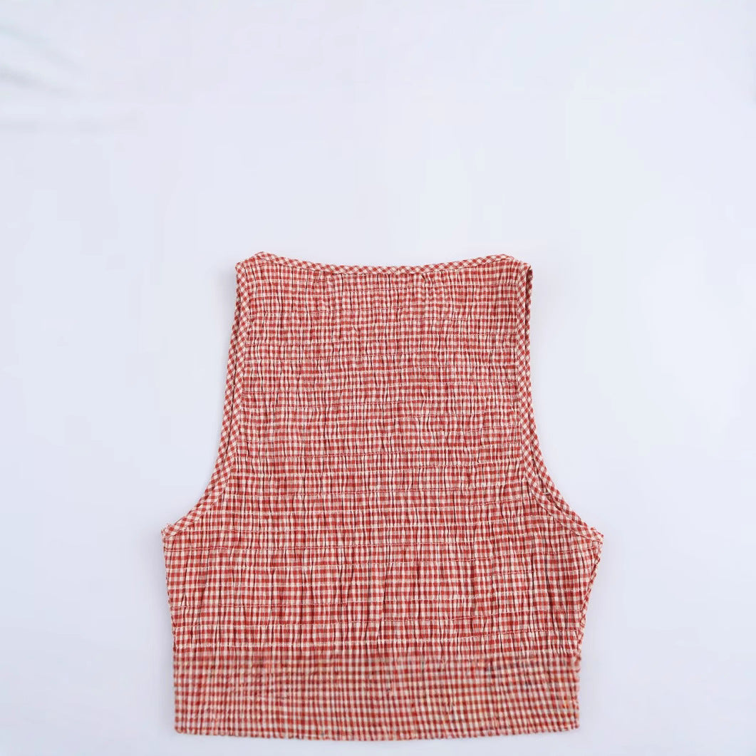 Kvinnors MIDI Klänning Rutig Ärmlös Polyester A-linjeform 4