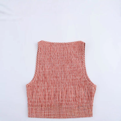 Kvinnors MIDI Klänning Rutig Ärmlös Polyester A-linjeform 4