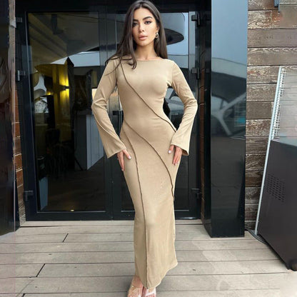 Kvinnors Klänning Med Breda Ärmar Elastiskt Tyg 2