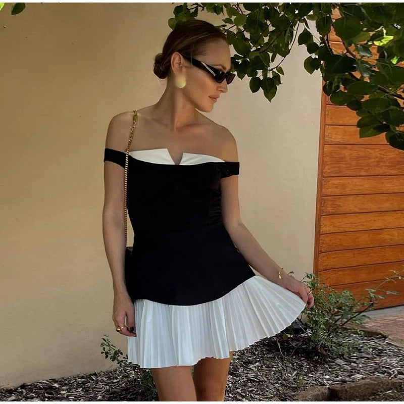 Kvinnors Klänning Utanför Axeln Veckad Hållbart Material 2