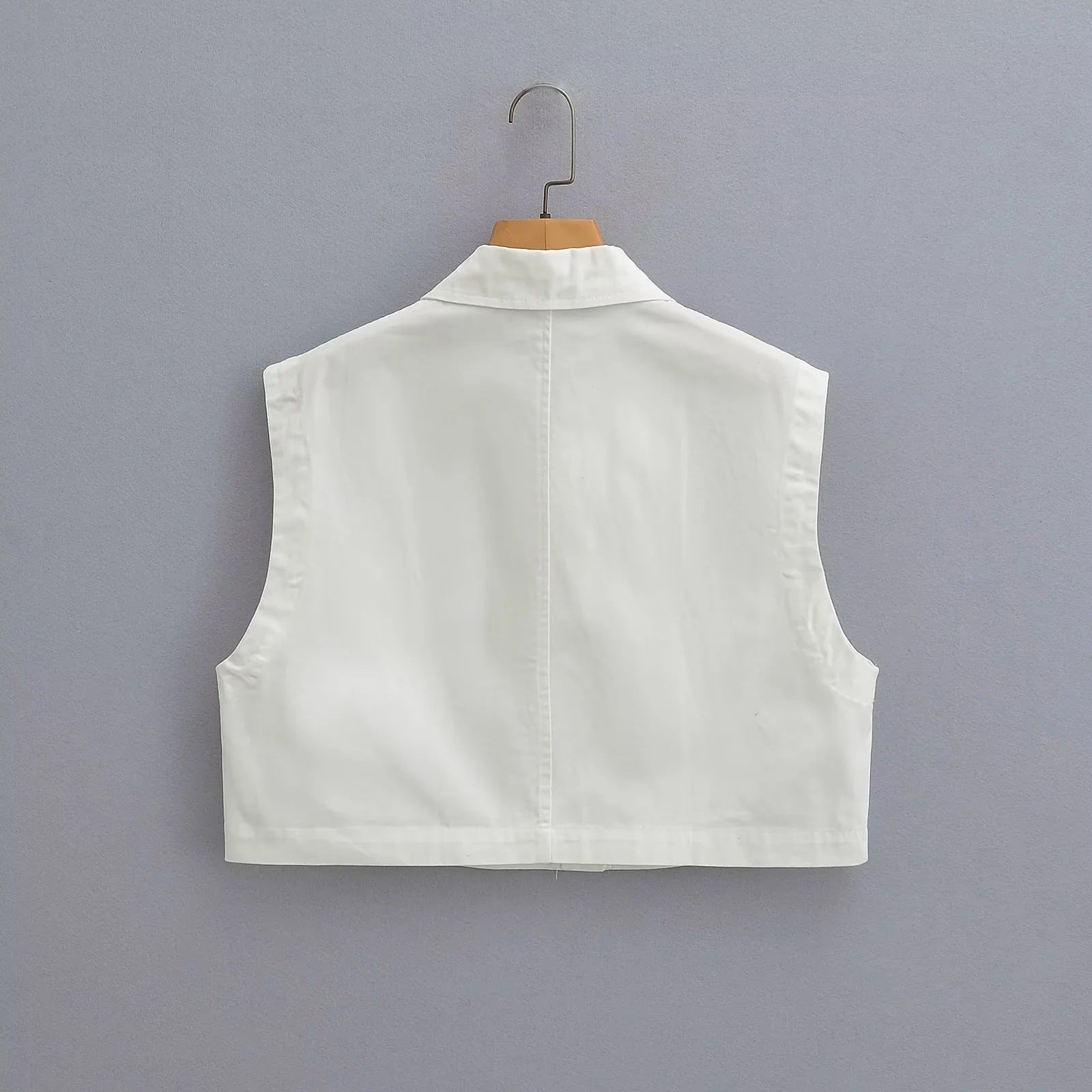 Kvinnors Ärmös Topp Klassisk Krage Lätt Material med Fickor 2